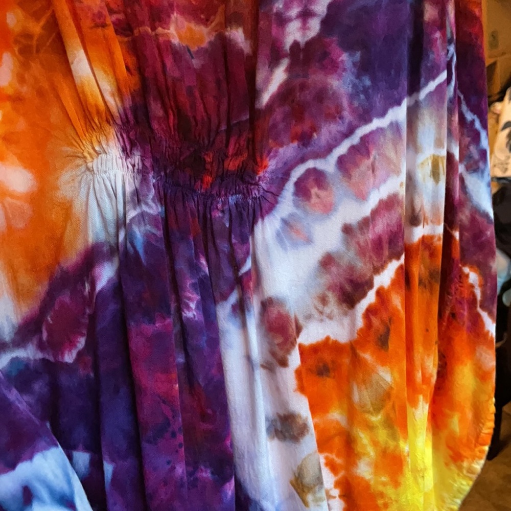 Flowy summer sunset hand dyed caftan